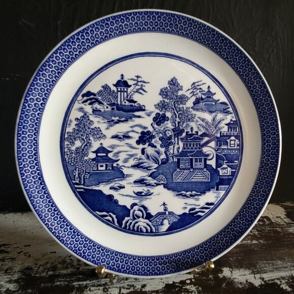 Vintage Spode Willow Series Blue Room "Temple Garden" Salad Plate, Blue Willow - Picture 1 of 5